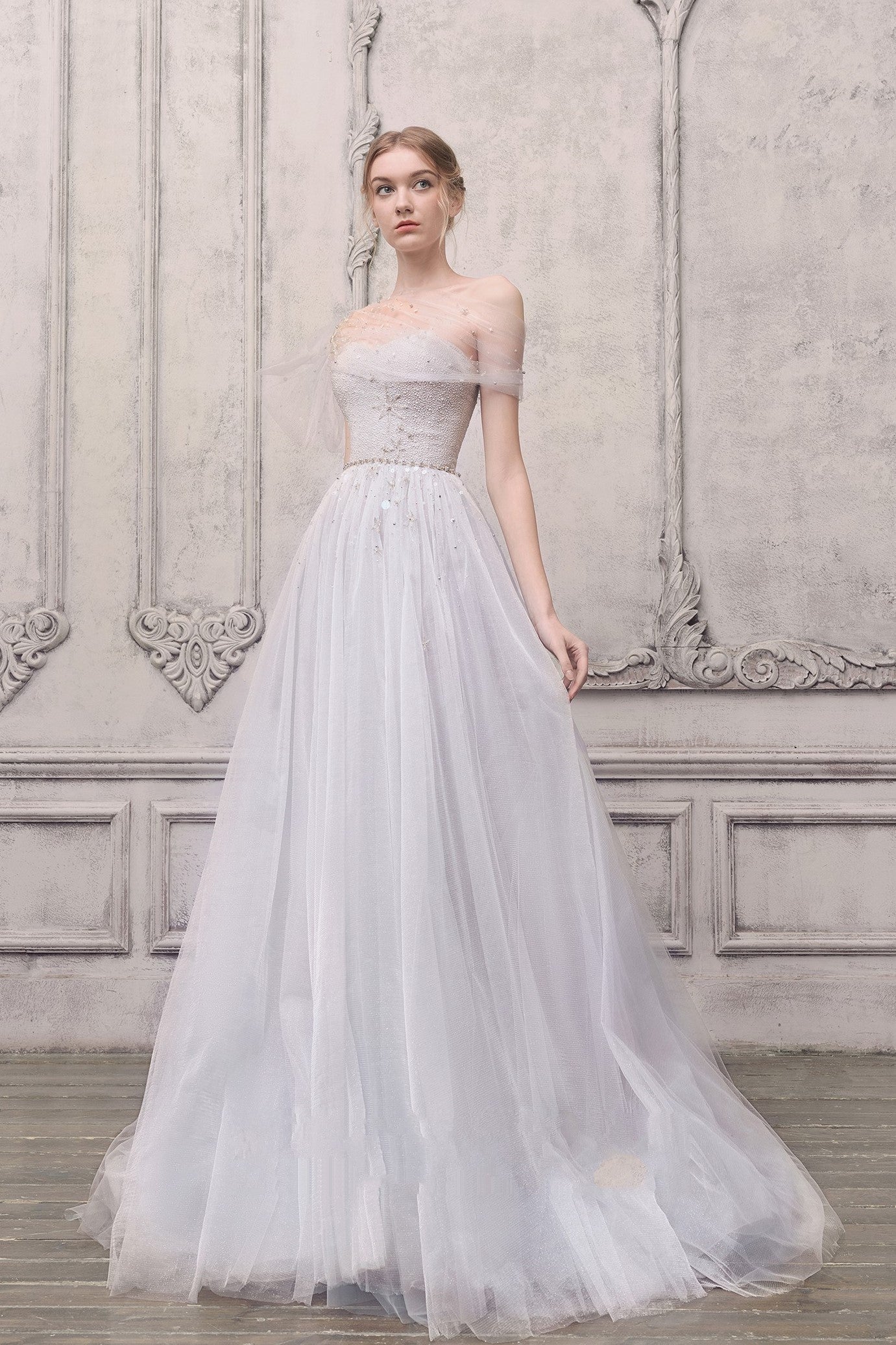 Shoulder Wrapped A-Line Gown