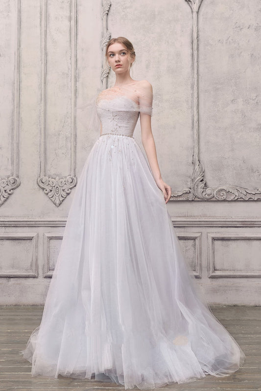 Shoulder Wrapped A-Line Gown