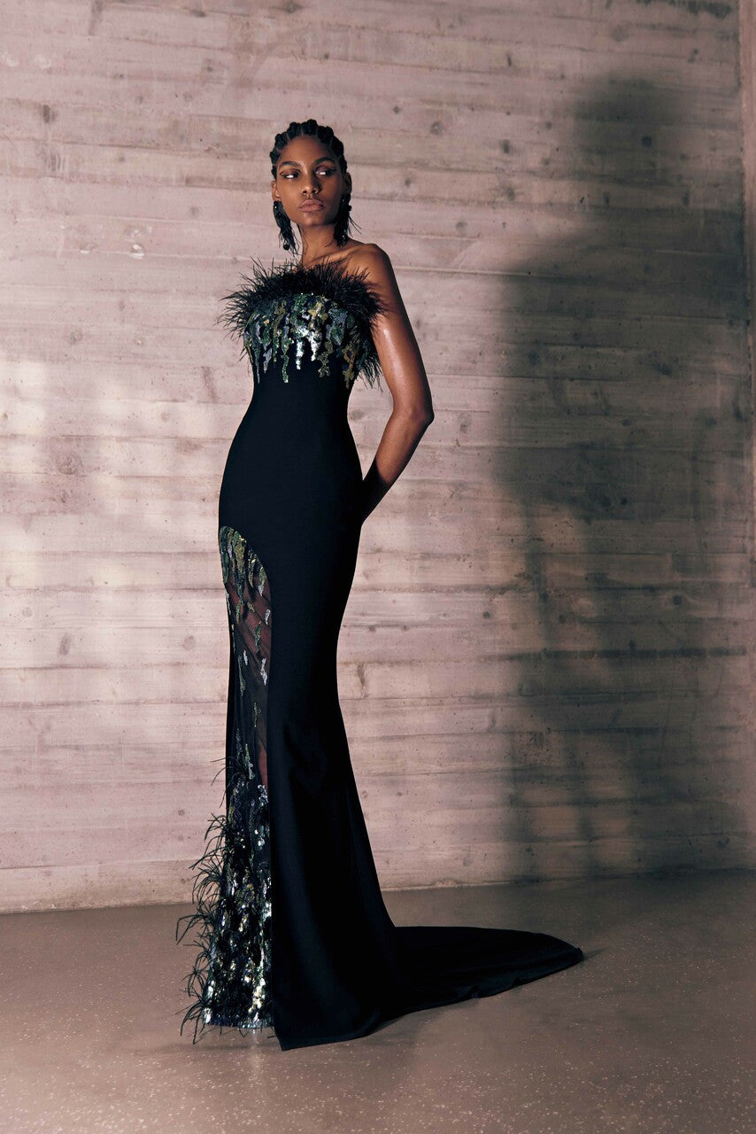 Feathered Crêpe Marocain  Gown