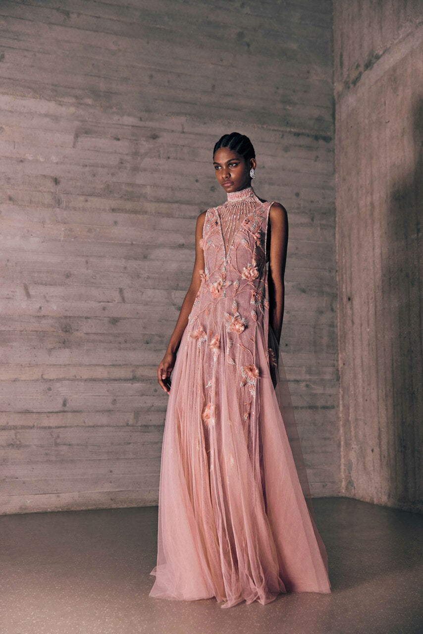 Feather Embroidered Gown