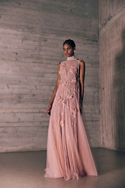 Feather Embroidered Gown