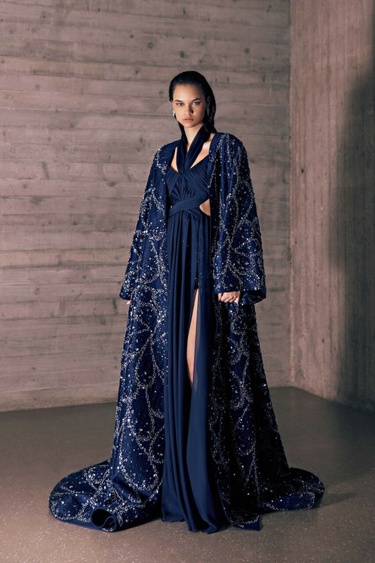 Silk Mousseline Gown with Cutouts