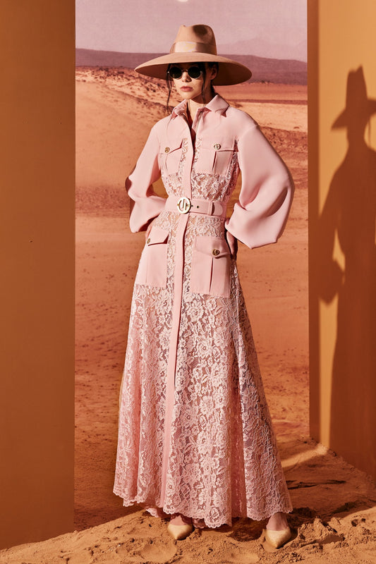 Lace Cut-Out Shirt Dress