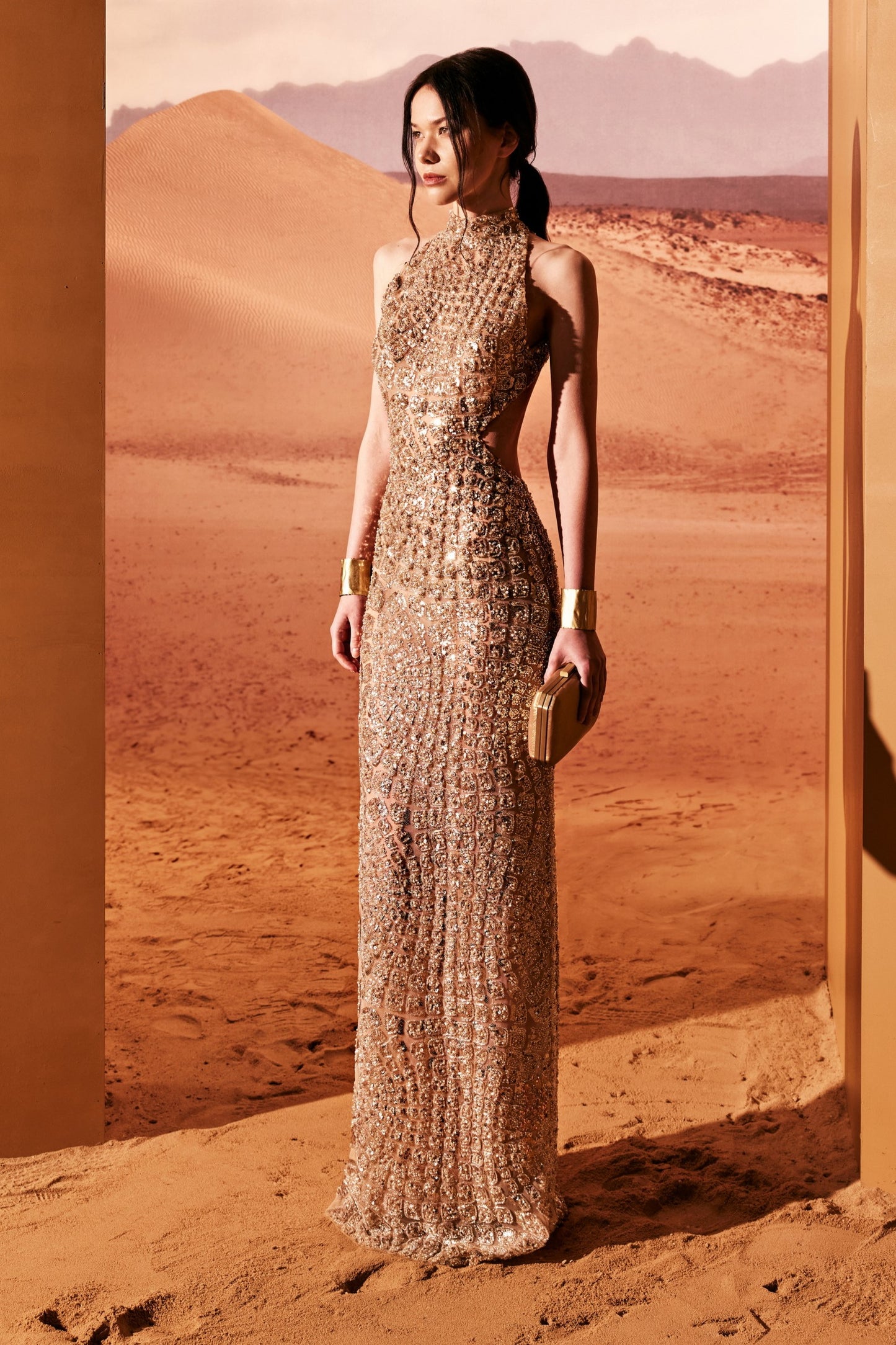 Sleeveless Collar Neck Gown