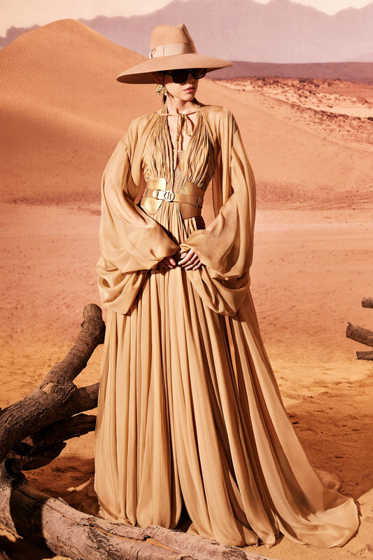 Pleated Muslin Gown