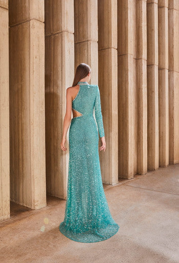 Beaded Cut-Out Gown