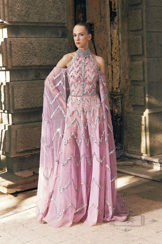 Cherry Blossom Halter Neck Gown