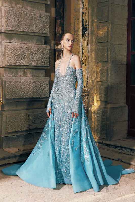 Embroidered Gown with Gloves