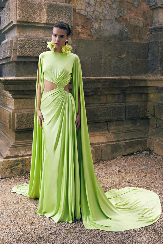 Cape Sleeve Jersey Gown