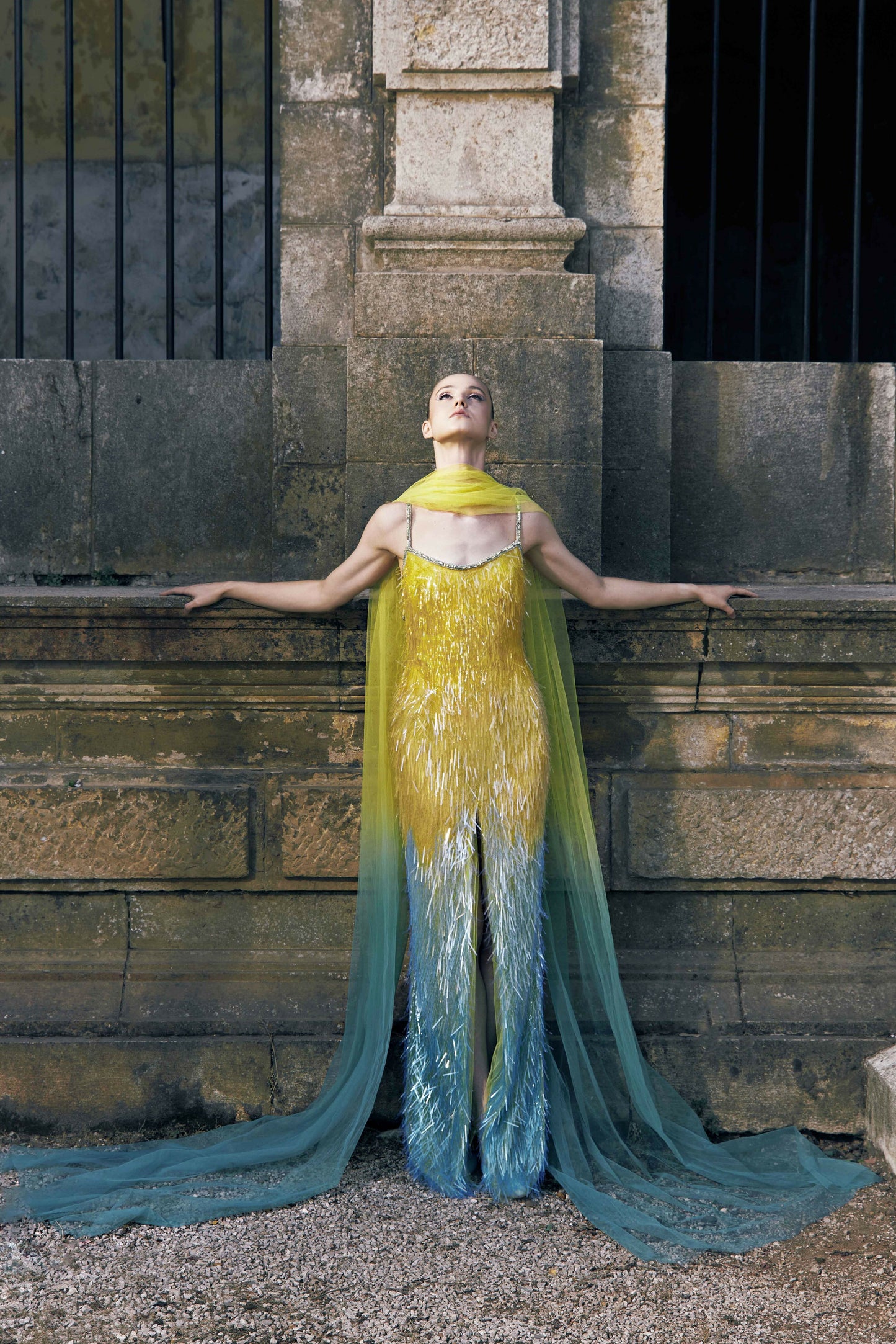 Ombre Sequin Shard Gown