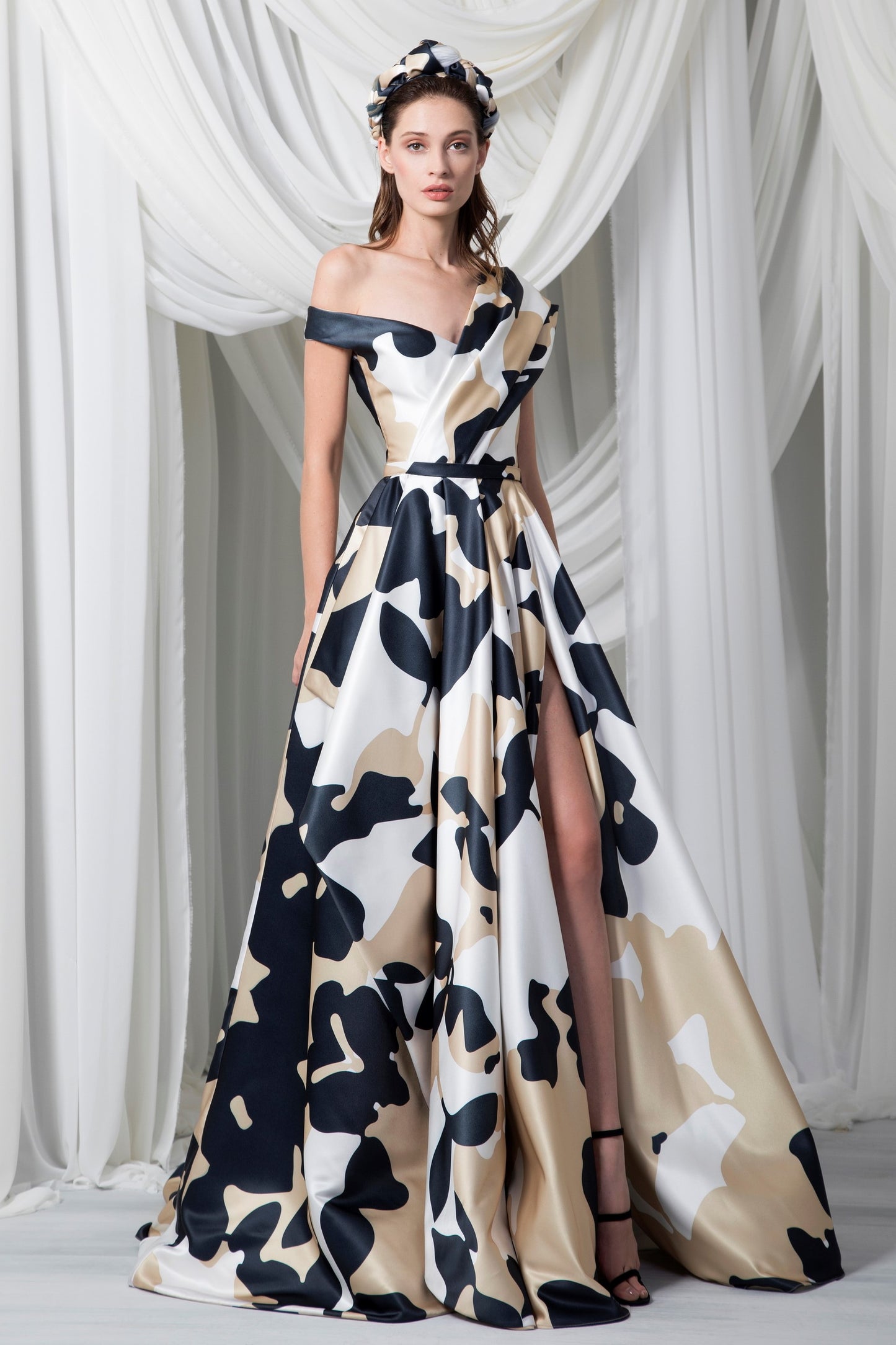 Off Shoulder Satin Duchesse Gown