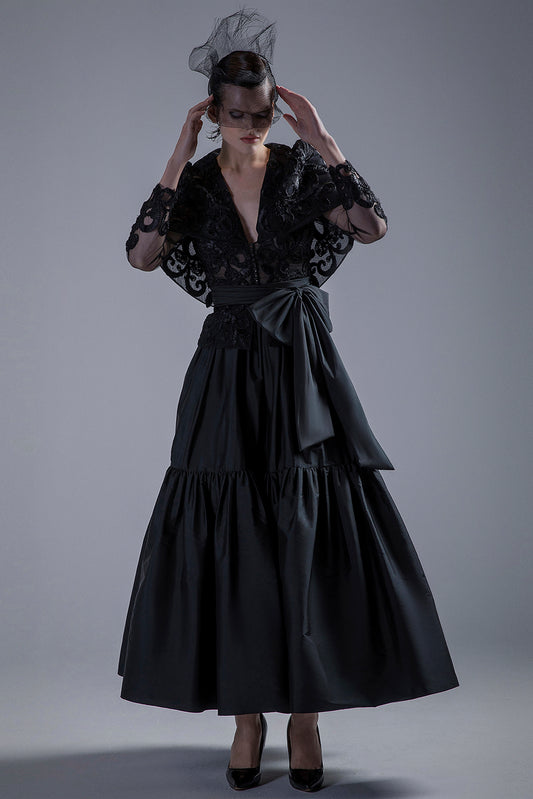 Sheer Black Top with Skirt