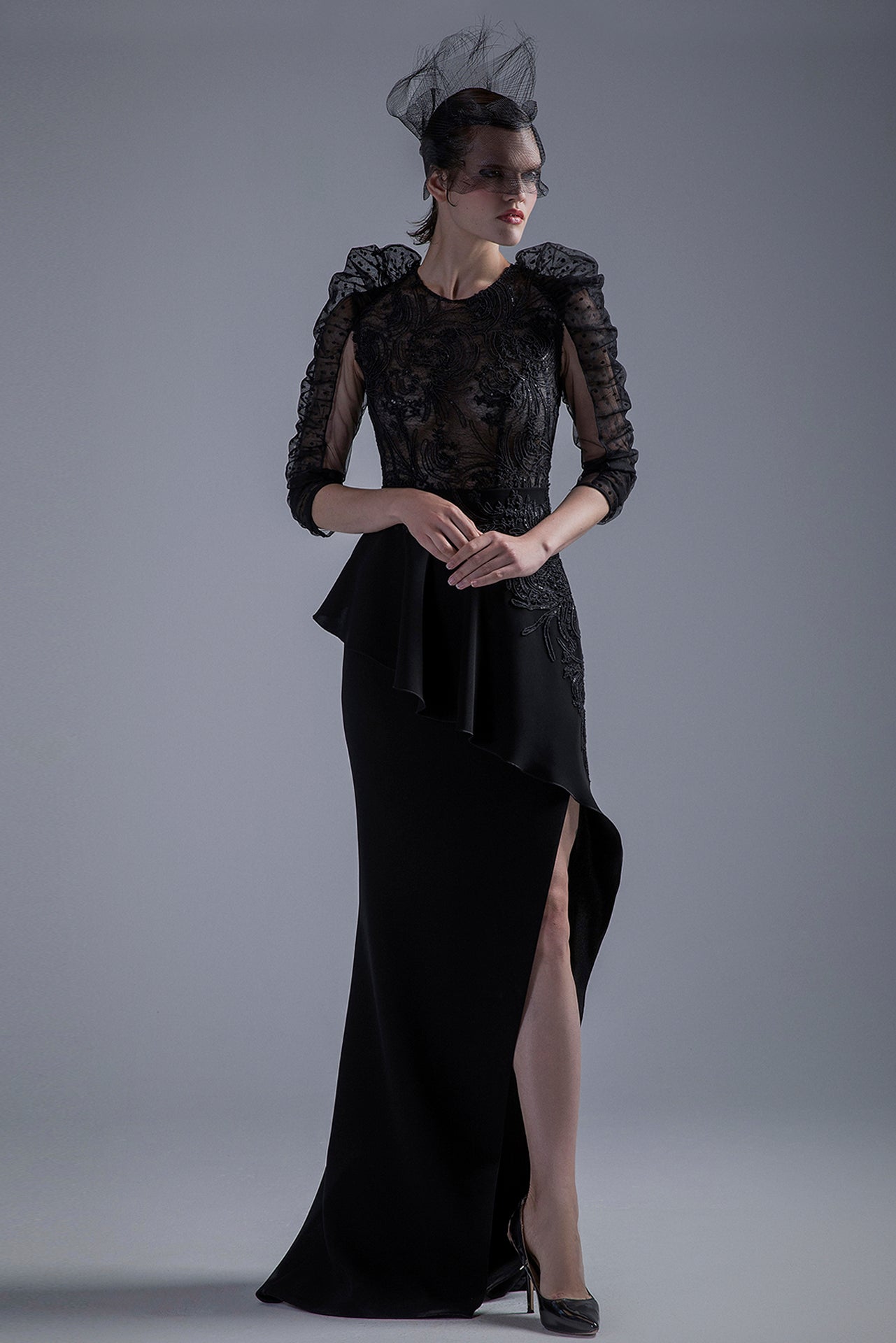 Black Sheer Top with Skirt