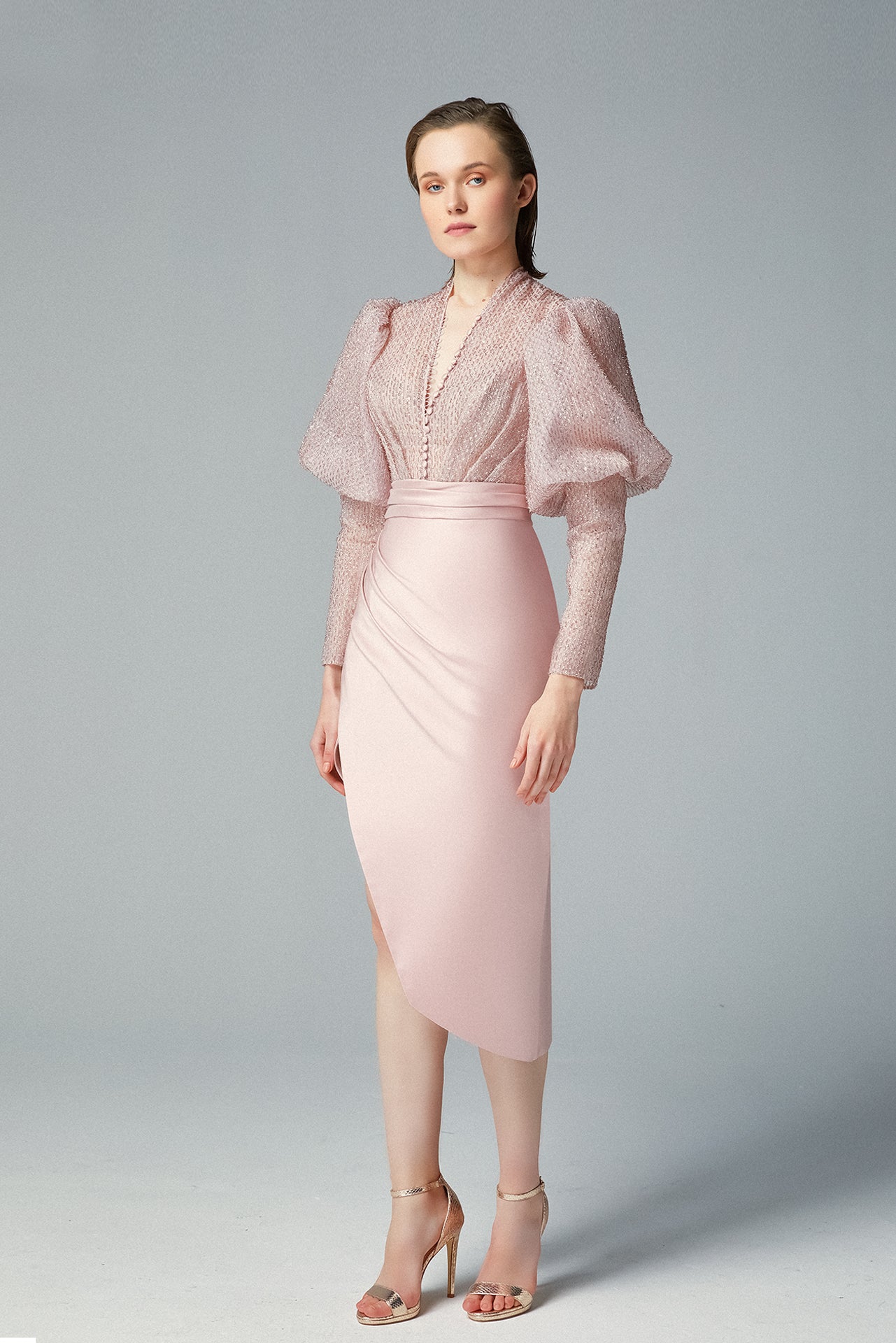 Long Puff Sleeve Two Piece