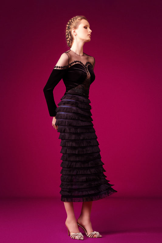 Velvet Sweetheart Corset and Tiered Skirt