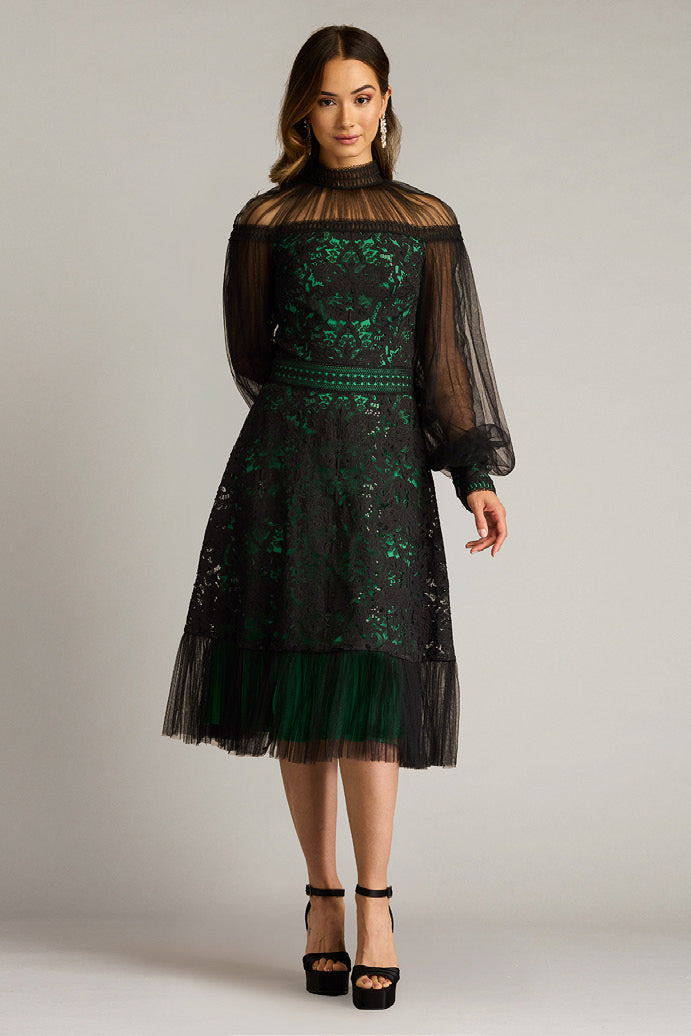 Laser Cut Embroidered Tulle Dress