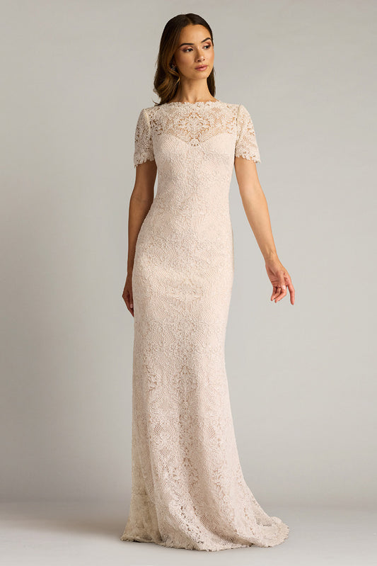 Cord Embroidered Tulle Gown