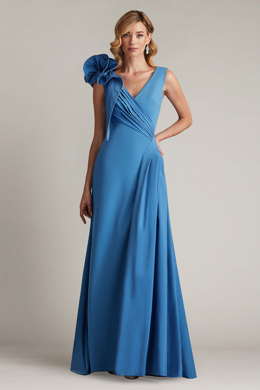 Crepe and Taffeta Sleeveless Gown