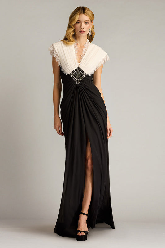 Textured Contrast Gown