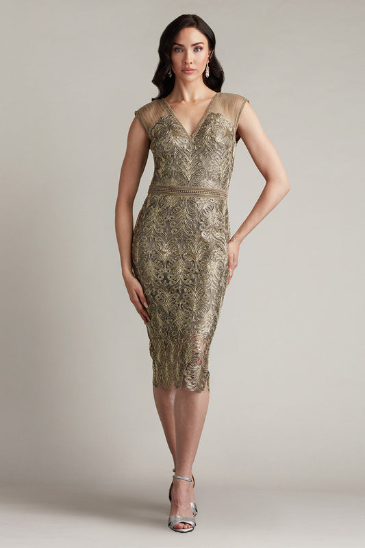 Metallic Corded Embroidered Tulle Dress