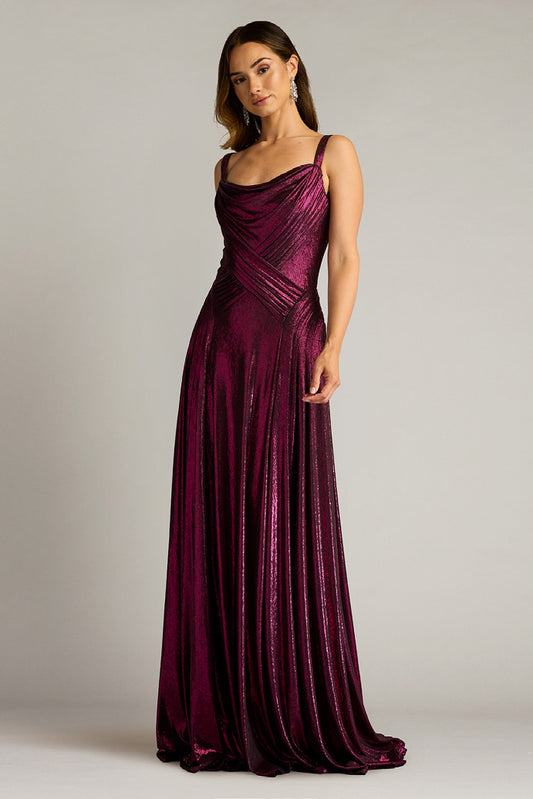 Metallic Jersey Sleeveless Gown