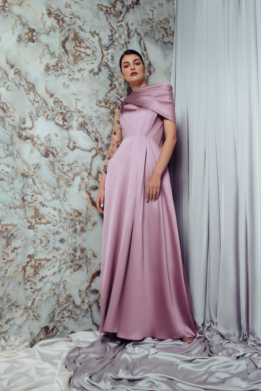 Kia Hand Beaded Draped Gown