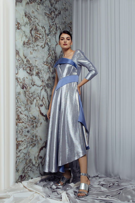 Kaala Shimmer Color Block Gown