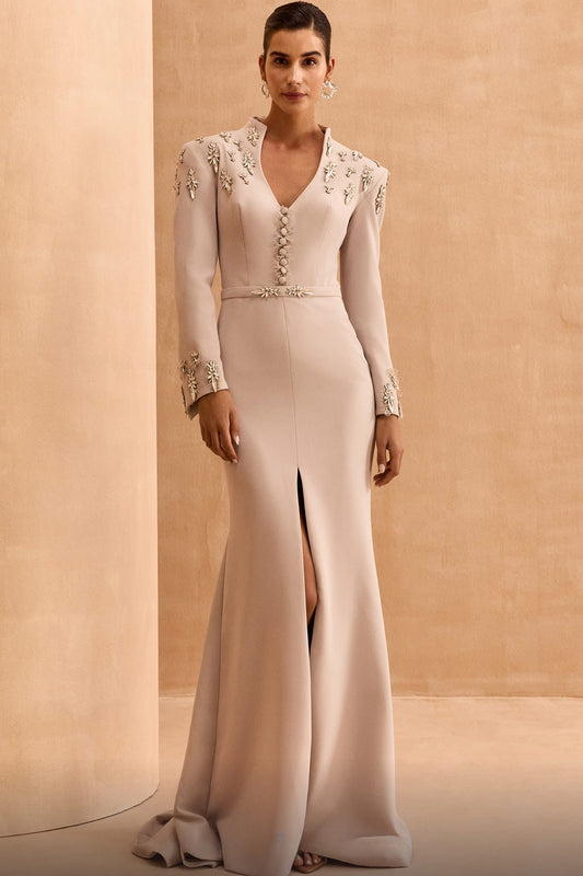 Long Sleeved Slit Gown
