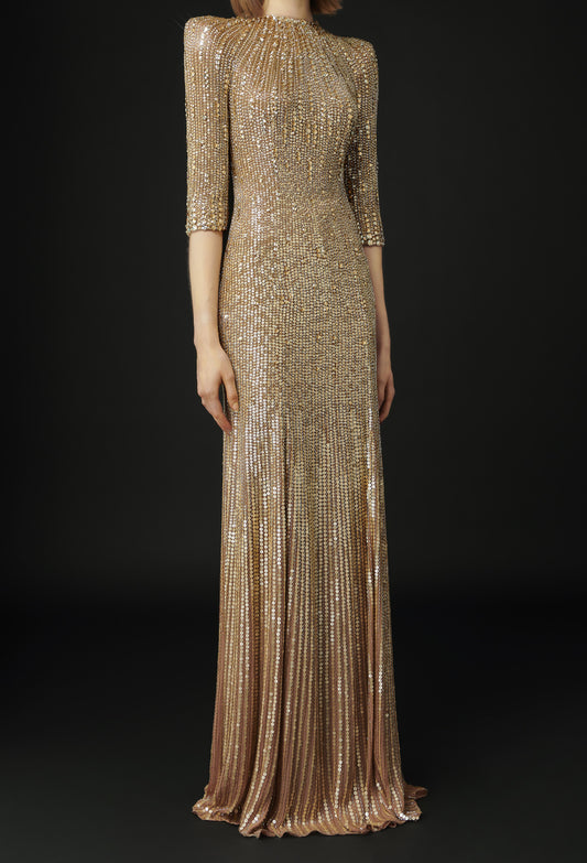 Aurora Beaded Sleeved Gown
