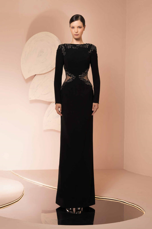 Long Sleeved Crepe Gown