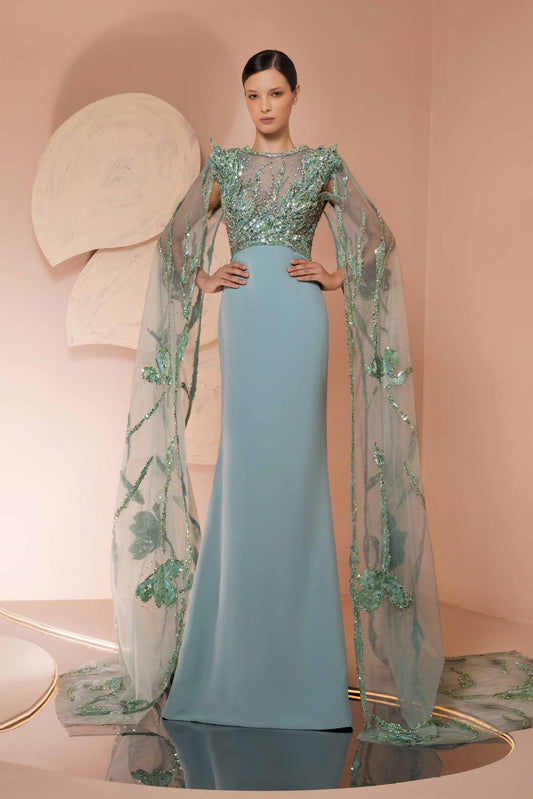 Crepe with Embroidery Gown