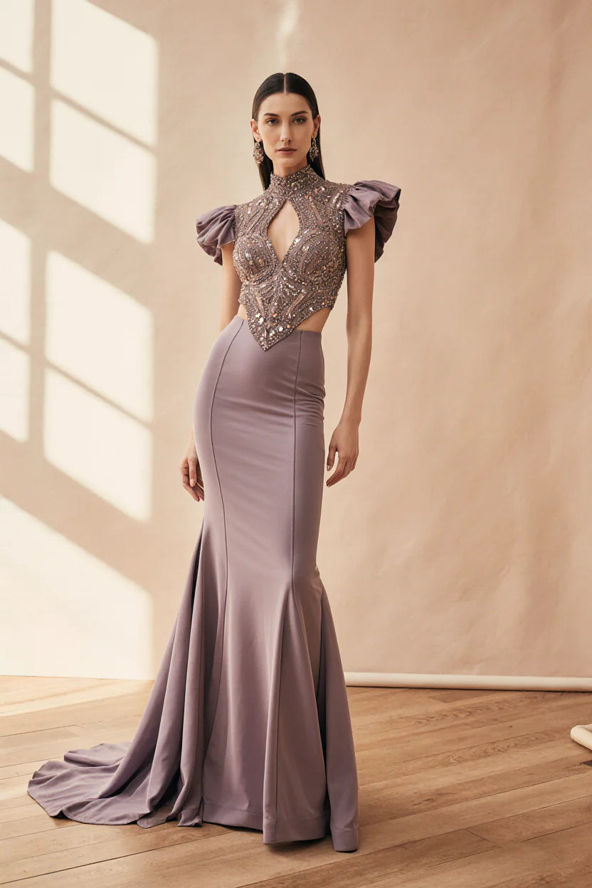 Structured Embellished Bodice Gown