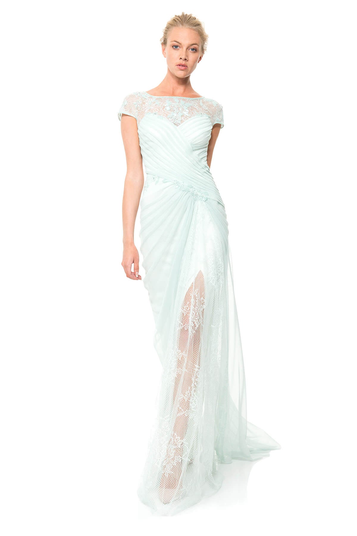 Lace and Draped Tulle Gown