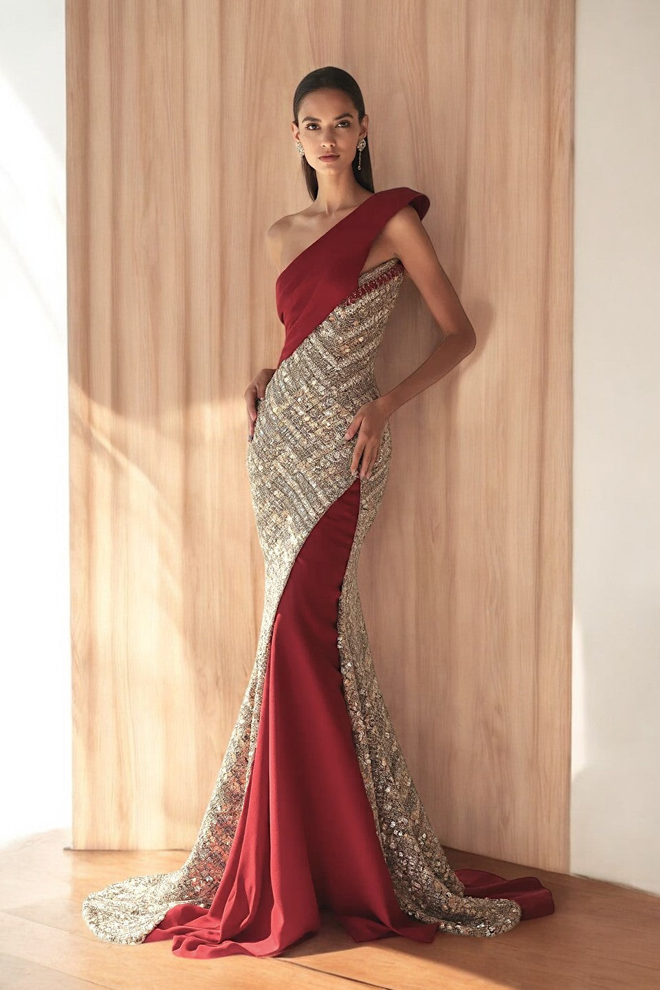 Asymmetrical-Embellished Gown