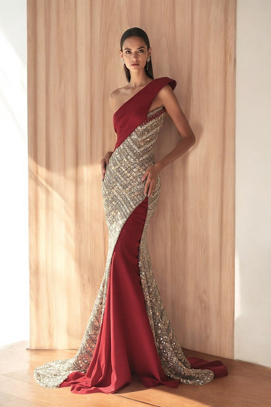 Asymmetrical-Embellished Gown