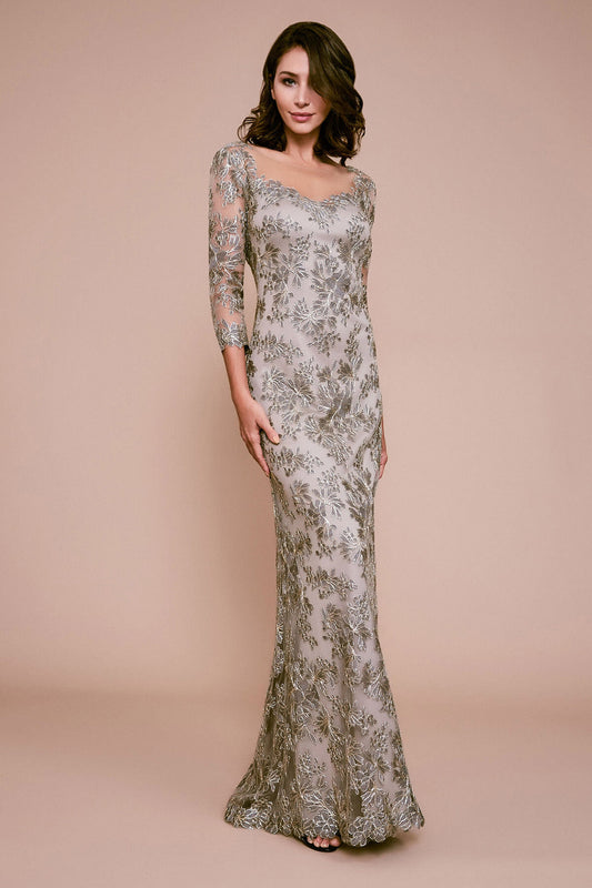 Tometi Embroidered Tulle Gown