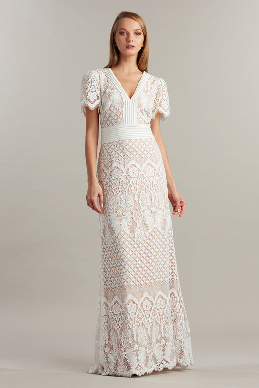 Dumin Lace V-Neck  Gown