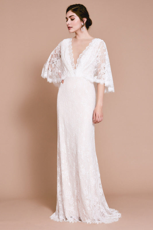 Mina Lace Scalloped Gown