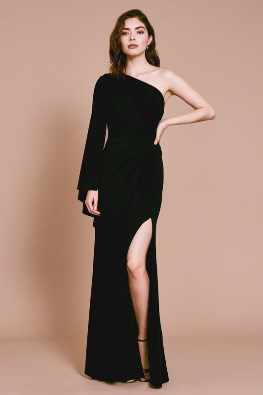 Jolie One Shoulder Slit Gown