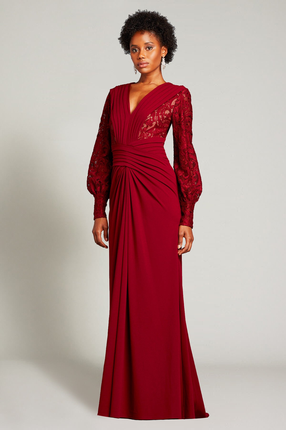 Pleated Long Sleeve Gown