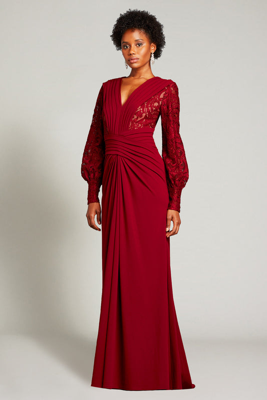 Pleated Long Sleeve Gown