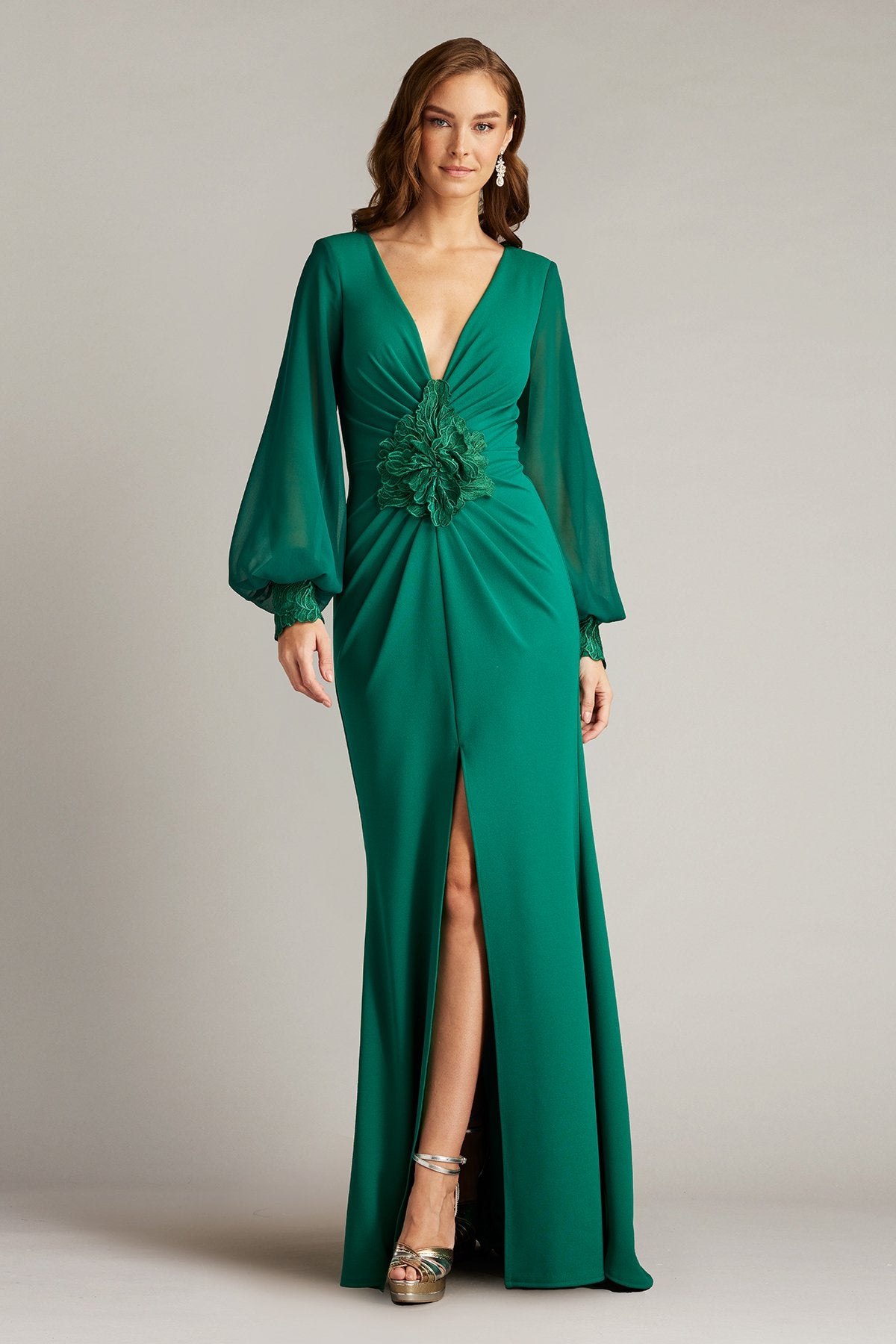 Sahana Bishop Sleeve Plunge Gown