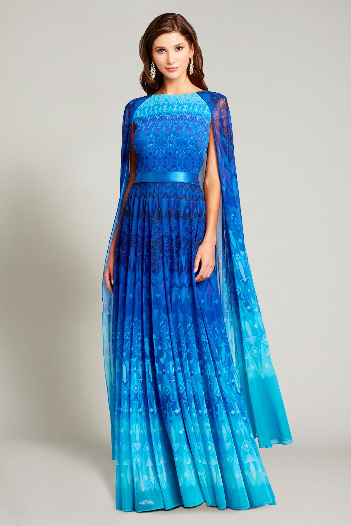 Cape Sleeve Pleated Gown