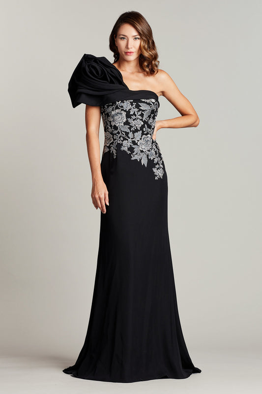 One Shoulder Embroidered  Gown