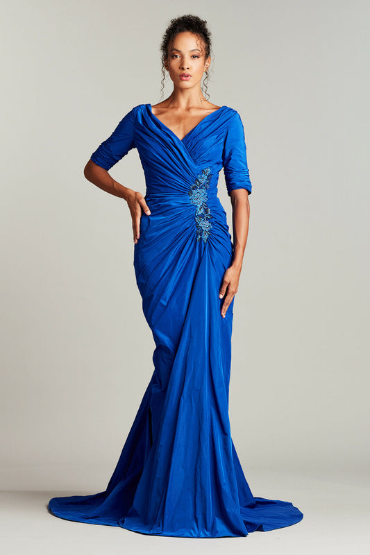 Ruched V-Neck Gown