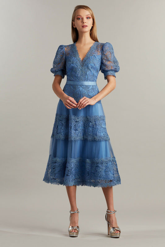 Blue Lace Midi Dress