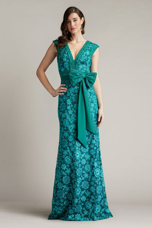 Esha Embroidered Waist Bow Gown