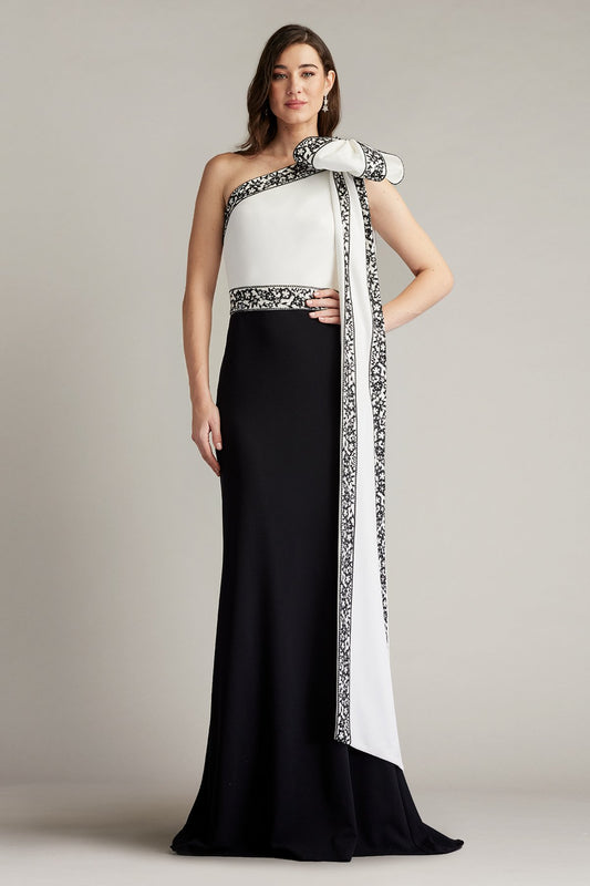 Domini Two-Tone Bow Shoulder Gown
