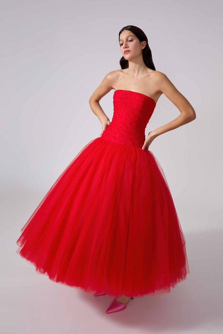 Strapless Midi Dress