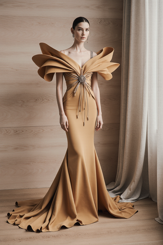 Oversized-Sleeved Gown